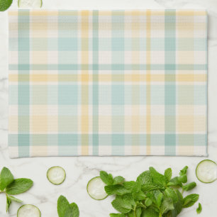 Paño De Cocina Pastel Plaid - amarillo teal crema
