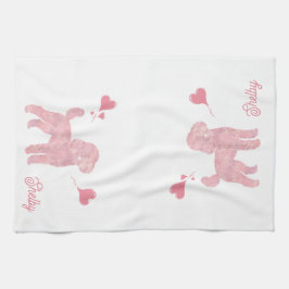 Paño De Cocina Pastel Poodle Silhouette Valentine Custom Name