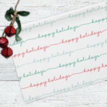 Pastel Red Green Happy Holidays Script Navidades