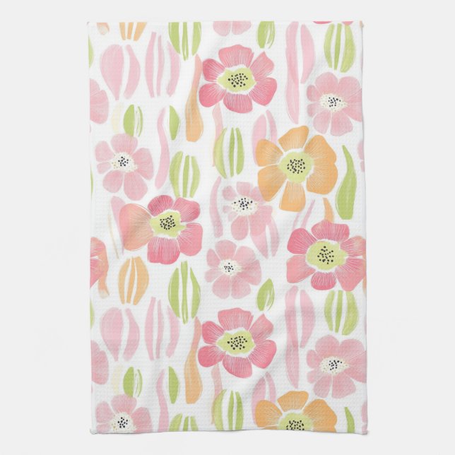 Paño De Cocina Pastel Retro Floral (1) (Vertical)