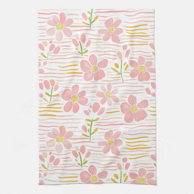 Paño De Cocina Pastel Retro Floral (6) (Vertical)