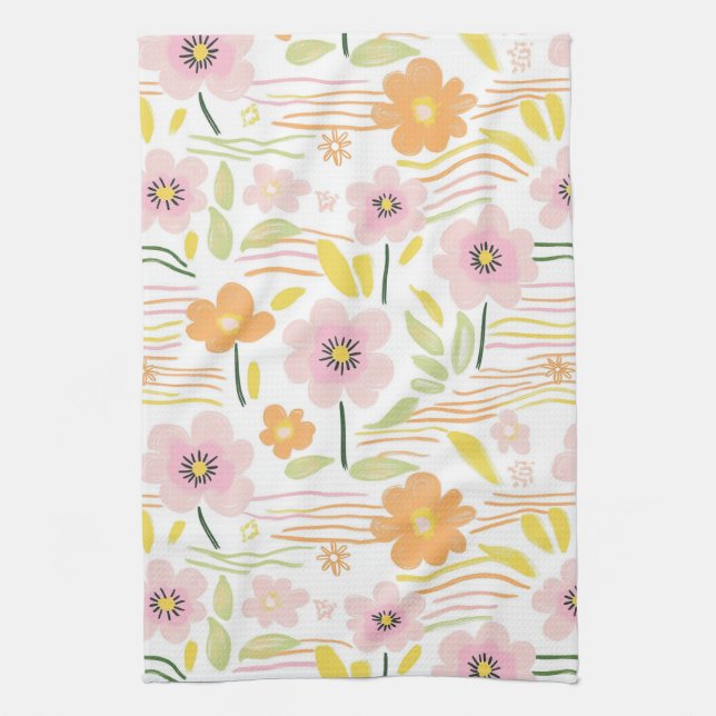 Paño De Cocina Pastel Retro Floral (7) (Vertical)