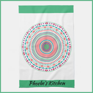 Paño De Cocina Pastel rosa y verde Mandala
