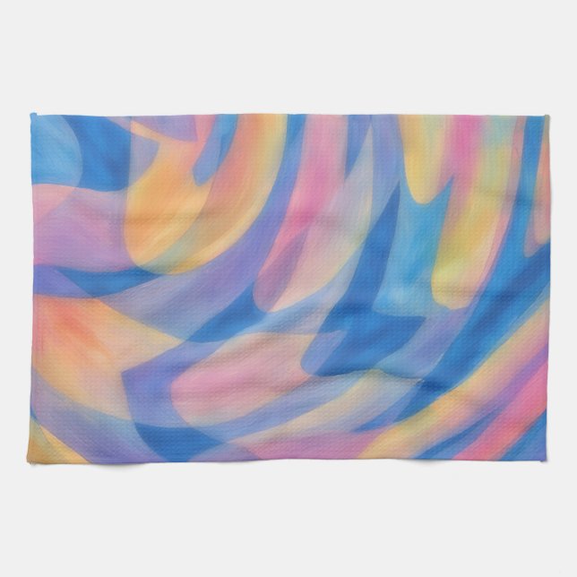 Paño De Cocina Pastel Spills Artsy Abstract Kitchen Towel (Horizontal)