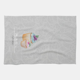Paño De Cocina Pasteles De Taza Y Acuarela De Frutas