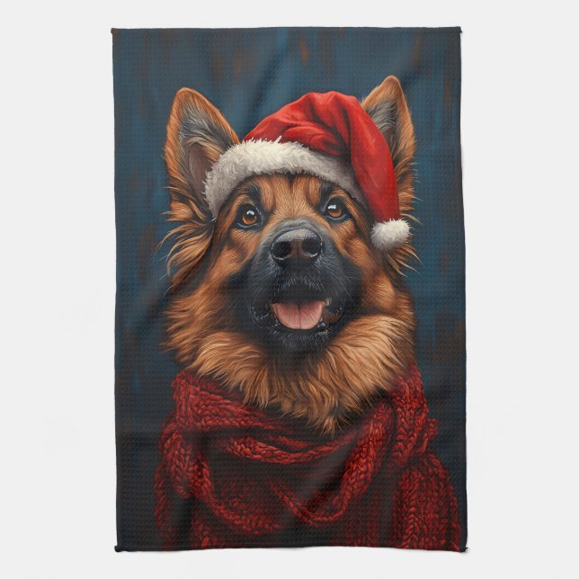 Paño De Cocina Pastor alemán en un Sombrero (Vertical)