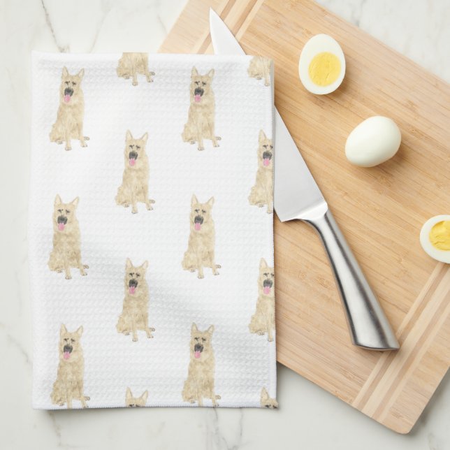 Paño De Cocina Pastor Alemán (Negro y Tan) (Doblado Cuarto)