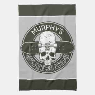 Paño De Cocina Patinador Personalizado NOMBRE Cráneo Patinaje Ska