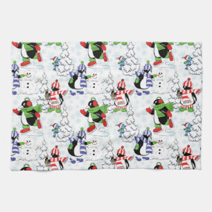 Paño De Cocina Patinaje sobre hielo de pingüino navidad