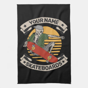 Paño De Cocina Patineta Personalizada Agarre de Nariz Esqueleto S