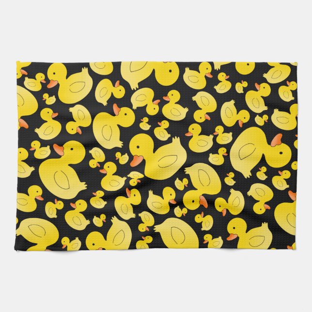 Paño De Cocina Patos de goma negros lindos (Horizontal)