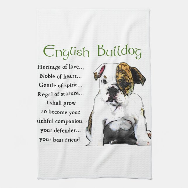 Paño De Cocina Patrimonio de amor en el Bulldog inglés (Vertical)