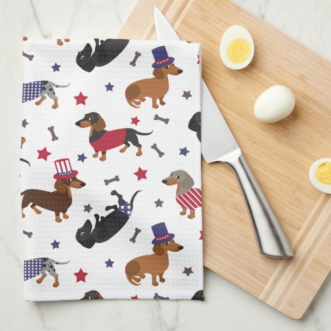 Paño De Cocina Patriotic Dachshund (Doblado Cuarto)