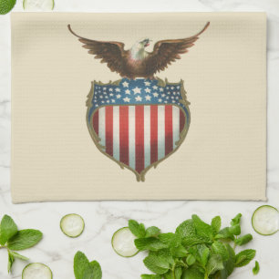 Paño De Cocina Patriotismo vintage, águila orgullosa de la bander