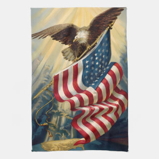 Paño De Cocina Patriotismo Vintage, Bandera Americana del Águila