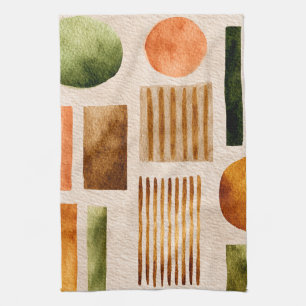 Paño De Cocina Patrón abstracto de acuarela terroso - Boho orgáni