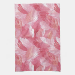 Paño De Cocina Patrón abstracto de pincelada rosa con brillo