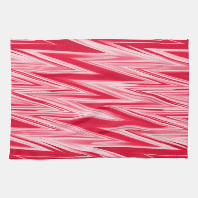 Paño De Cocina Patrón abstracto en zigzag de tonos rojos (Horizontal)