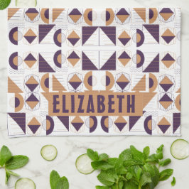 Paño De Cocina Patrón abstracto estético púrpura y dorado