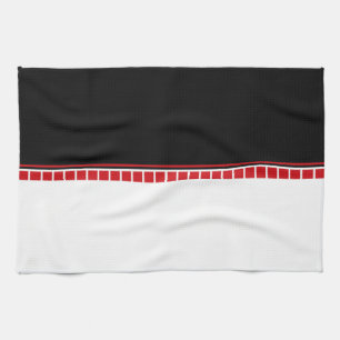 Paño De Cocina Patrón abstracto negro blanco y rojo en negrita