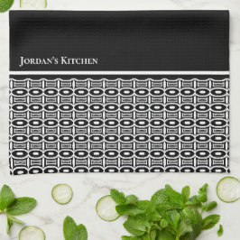 Paño De Cocina Patrón abstracto personalizado en blanco y negro