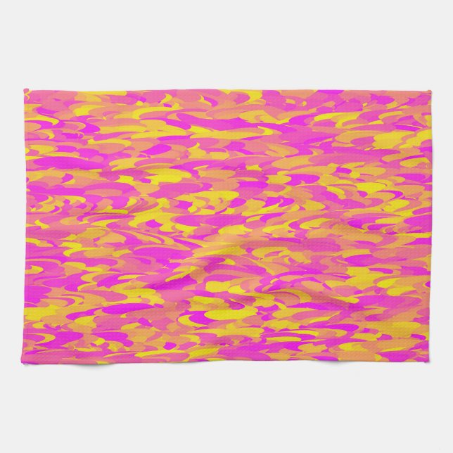 Paño De Cocina Patrón abstracto rosa amarillo naranja (Horizontal)