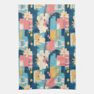 Paño De Cocina Patrón abstrato de color de agua vintage floral (5