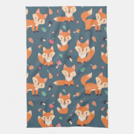 Paño De Cocina Patrón animal de Naranja corto Fox