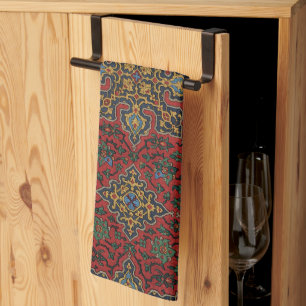 Paño De Cocina Patrón Antiguo de Alfombra Persa Rojo Azul Arabesc