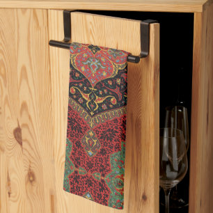 Paño De Cocina Patrón Antiguo de Alfombra Persa Rojo Verde Arabes