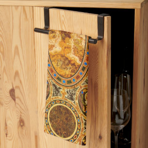 Paño De Cocina Patrón antiguo decorativo italiano de piedras prec