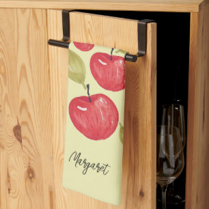 Paño De Cocina Patrón Apple Watercolor Pintado a Mano