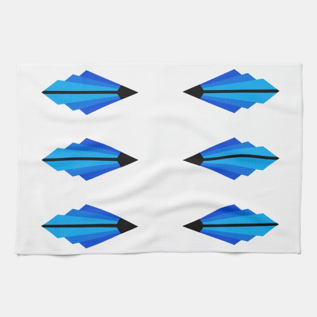 Paño De Cocina Patrón art decó 3 en azul (Horizontal)