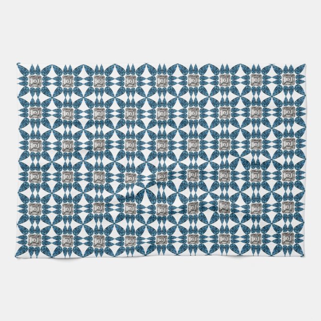 Paño De Cocina Patrón Art Deco Azul (Horizontal)