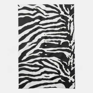 Paño De Cocina Patrón artístico negro y blanco de camuflaje cebra