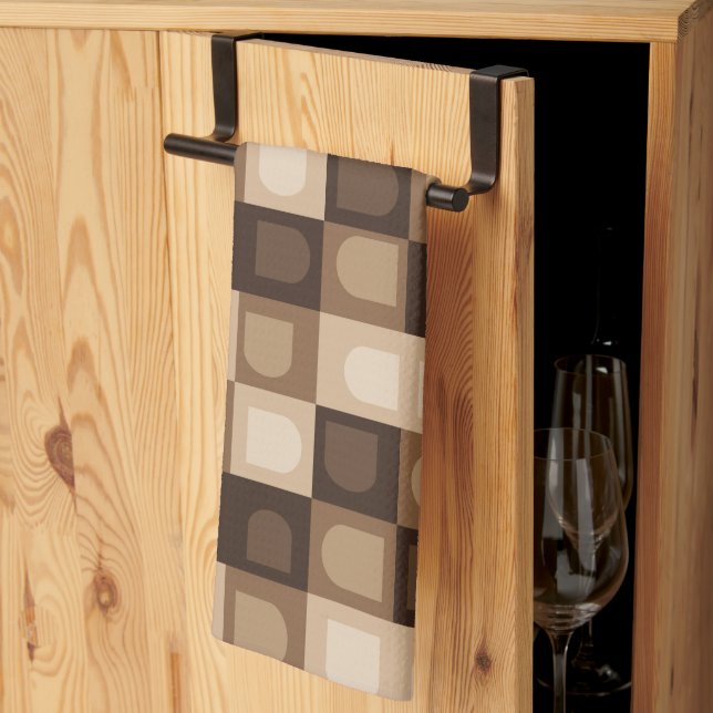 Paño De Cocina Patrón azteca geométrico moderno de arca boho marr (Pliegue de tercios)