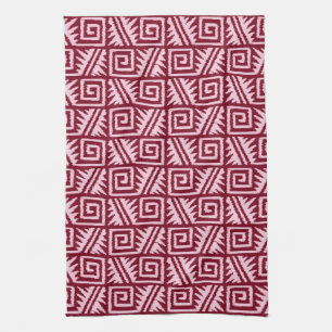 Paño De Cocina Patrón Azteca Ikat - Borgoña y Rosa