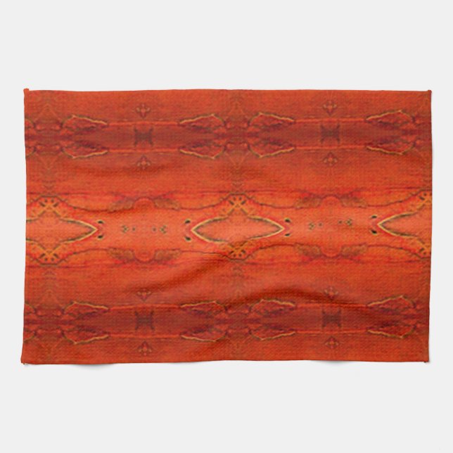 Paño De Cocina Patrón Azteca Naranja (Horizontal)