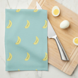 Paño De Cocina Patrón azul del dibujo del plátano amarillo