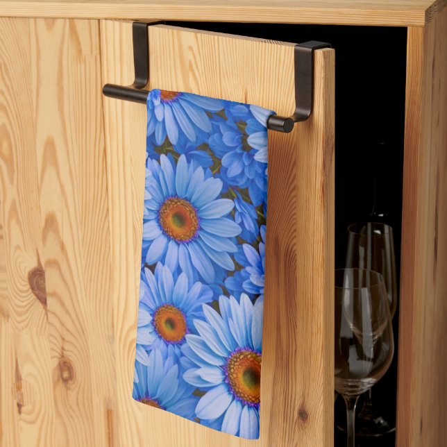 Paño De Cocina Patrón azul floral azul girasol azul marea (Pliegue de tercios)