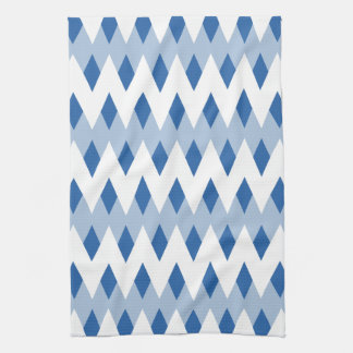 Paño De Cocina Patrón azul zigzag con formas de diamante.