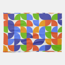 Patrón Bauhaus de mediados de siglo Azul, Naranja,