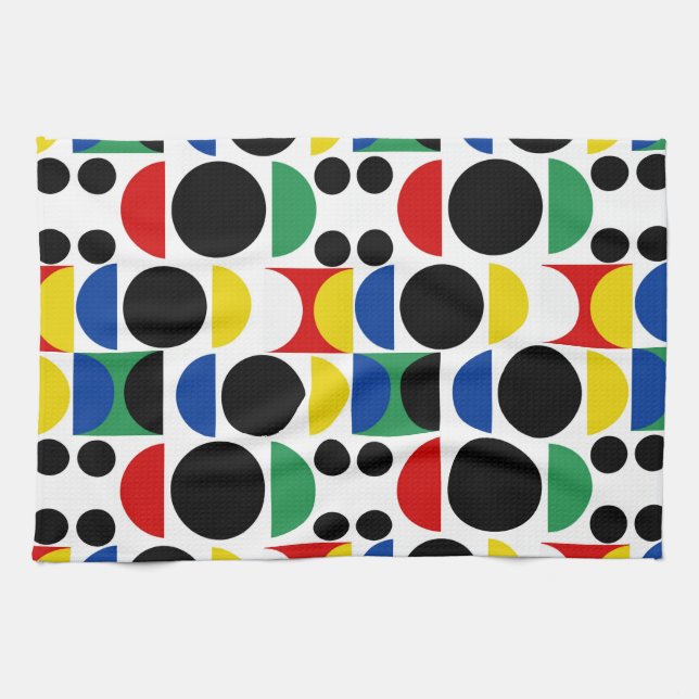 Paño De Cocina Patrón Bauhaus escandinavo de mediados del siglo (Horizontal)