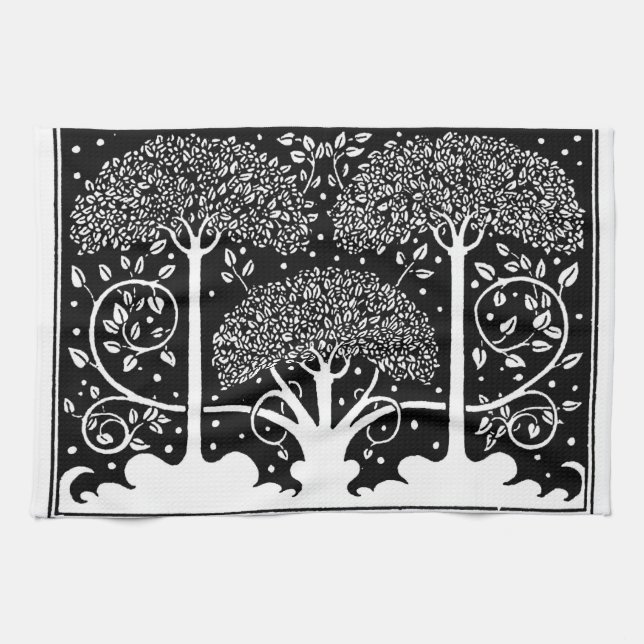 Paño De Cocina Patrón Beardsley de árbol Art Nouveau (Horizontal)