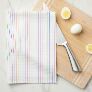 Paño De Cocina Patrón blanco de franjas finas de arco iris