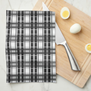 Paño De Cocina Patrón blanco y negro Geometría de Tartán verifica