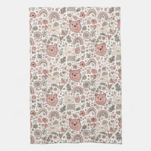 Paño De Cocina Patrón bohemio de osito de peluche escandinavo
