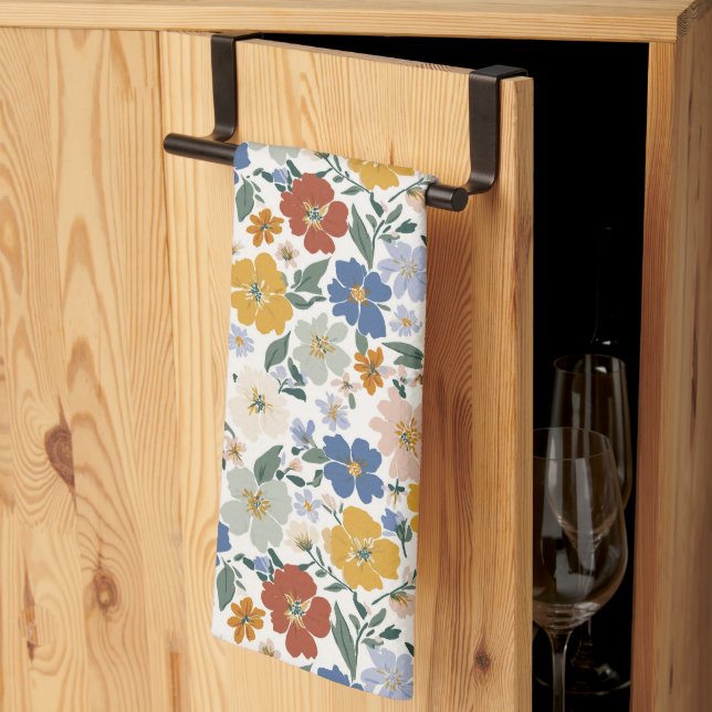 Paño De Cocina Patrón Boho de Prado de Flores Silvestres (Pliegue de tercios)
