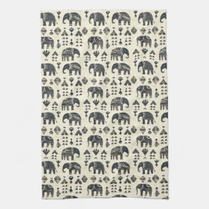 Paño De Cocina Patrón boho elefante tribal (1)