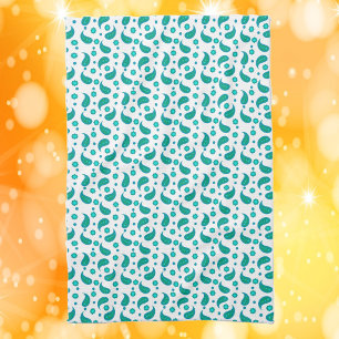 Paño De Cocina Patrón Boho Floral Paisley Azul Verde